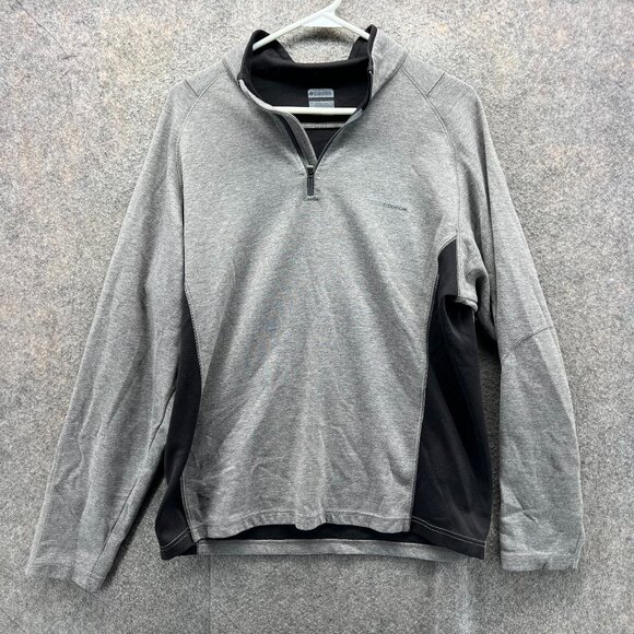 Columbia Pullover Mens Medium Gray Black Long Sleeve Athletic Quarter Zip Jacket - Picture 1 of 10